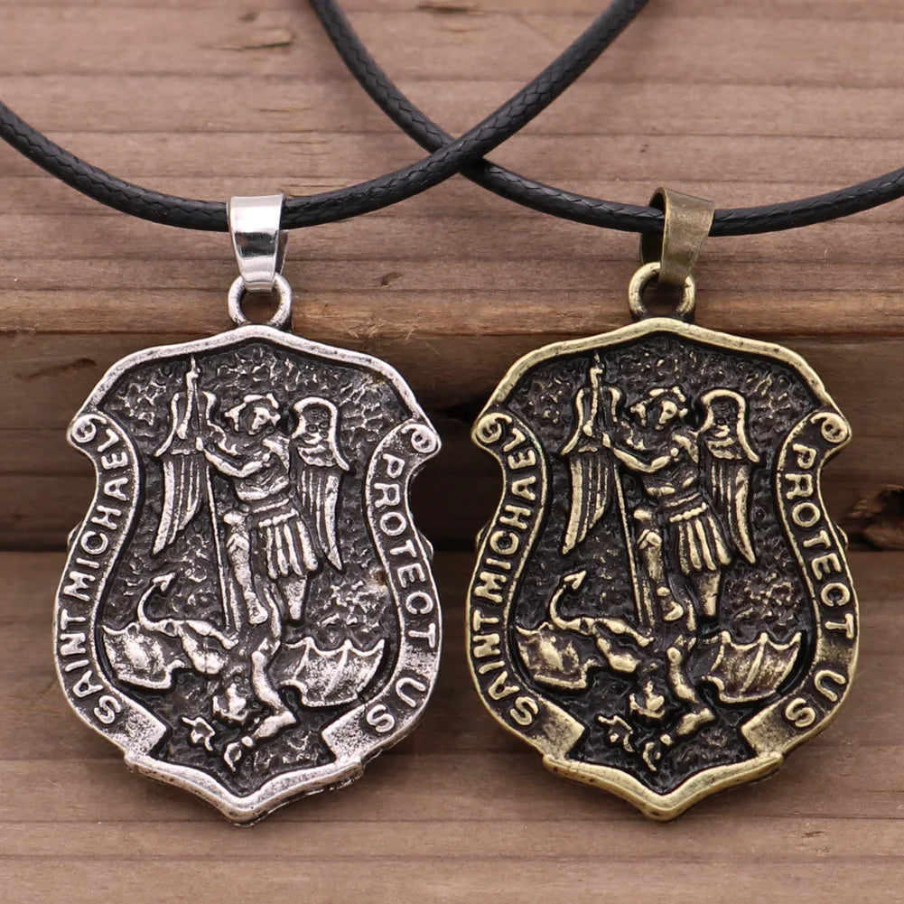 Saint Michael Necklace Archangel Protection Pendant Angel Wing Patron Catholic Saint Medallion Jewelry Dropship