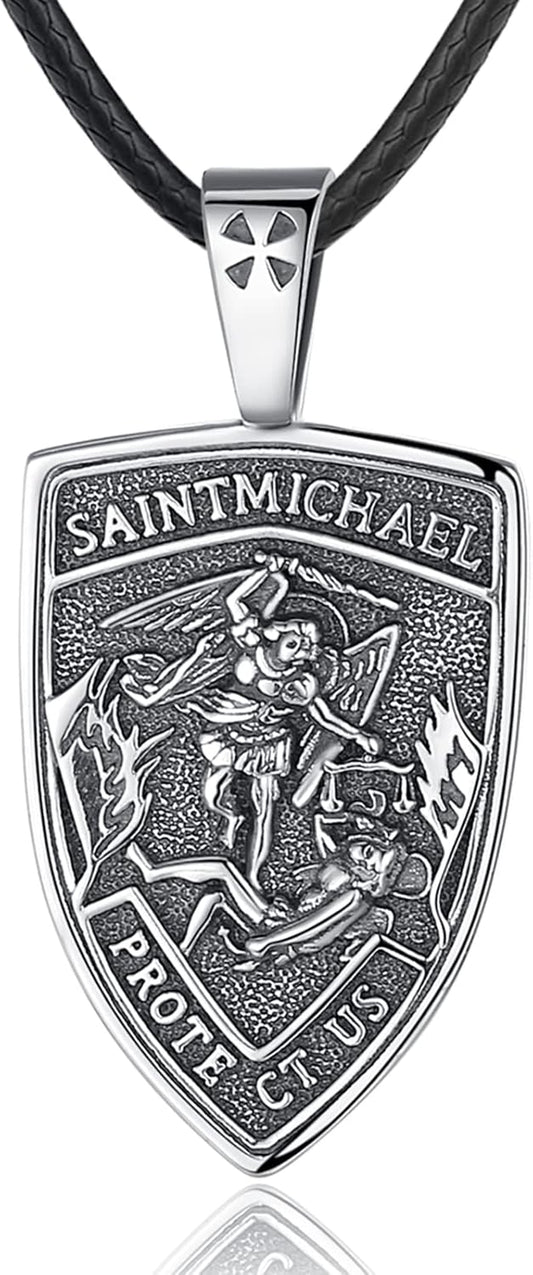 St Michael/St Christopher/St Benedict/Saint Jude/Virgin Mary Miraculous Medal/Jesus Cross Crucifix/St Joseph//St Anthony Pendant Necklace for Men Women Caravaca