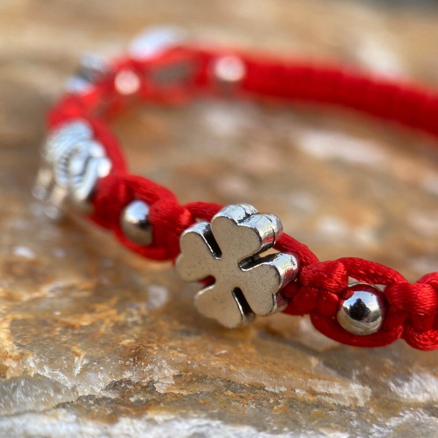 Red San Benito St Benedict Medal Hamsa Hand Elephant Four-Leaf Clover Bracelet