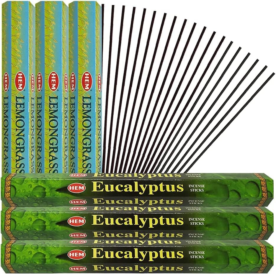 Lemongrass & Eucalyptus Incense Sticks & Holder Bundle Variety Pack from Hem  Insense Insence