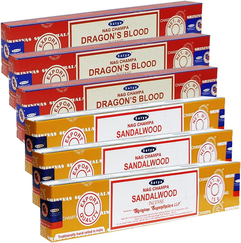 Dragons Blood Sandalwood Incense Sticks & Holder Bundle Variety Pack from House of Nag Champa Incense Sticks and