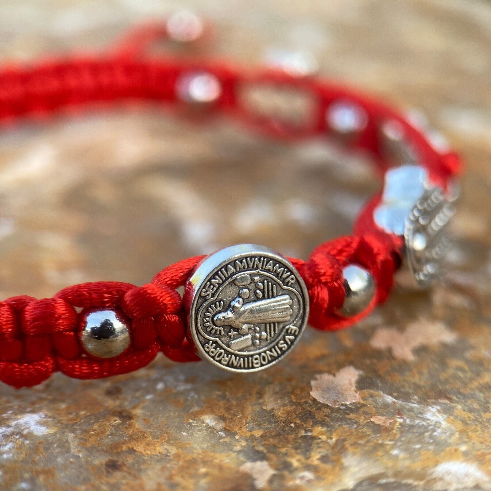 Red San Benito St Benedict Medal Hamsa Hand Elephant Four-Leaf Clover Bracelet