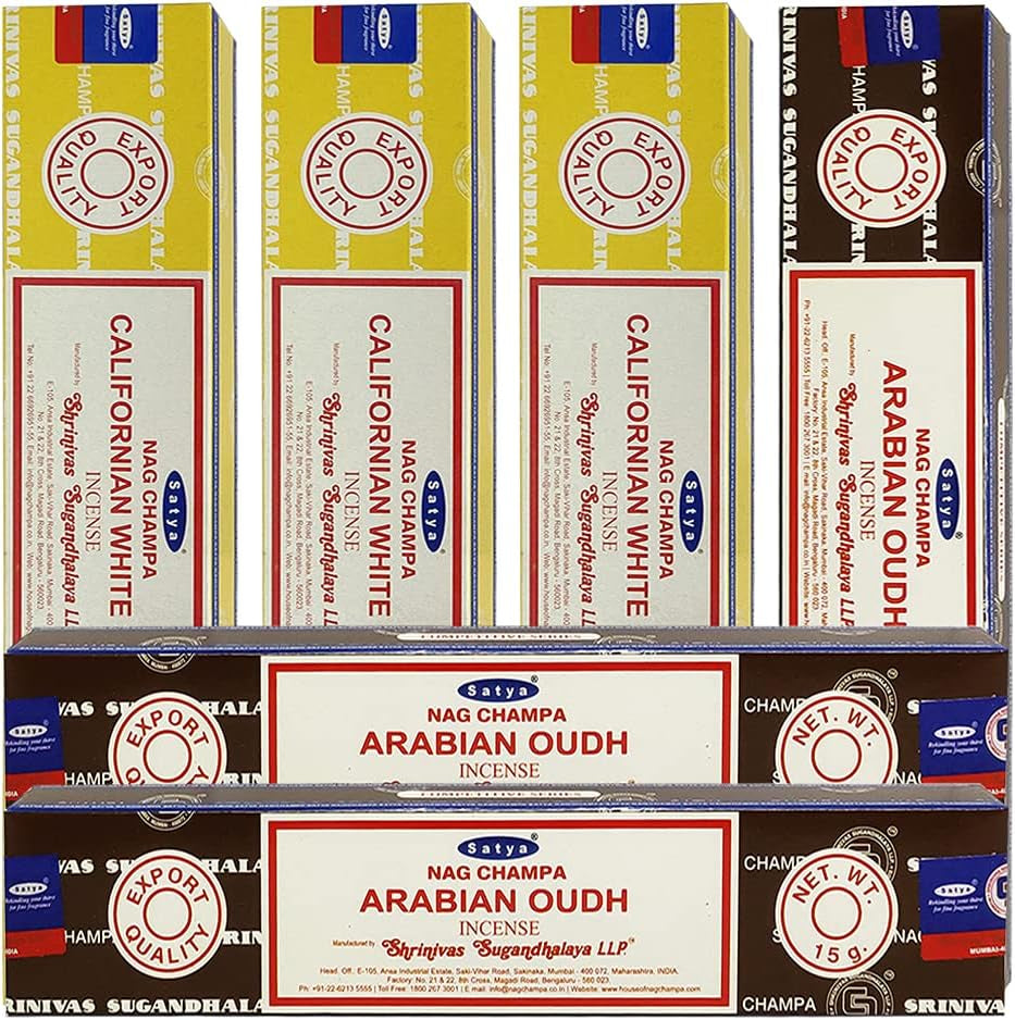 White Sage Arabian Oudh Incense Sticks & Holder Bundle Variety Pack from House of Nag Champa Incense Sticks and