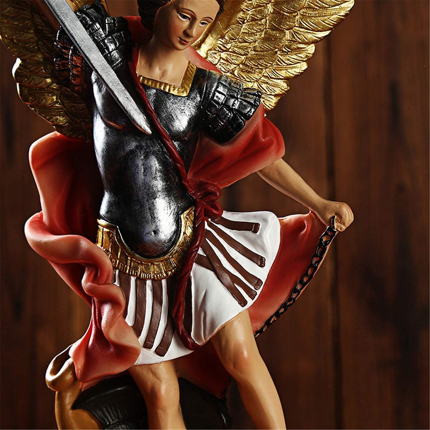 12.2 Inch St Michael Statue, Archangel Michael Statue, San Miguel Arcangel Statue,Michael Archangel Defeated Lucifer Tramples Demon Statue, Religious Collectible Angel Sculpture