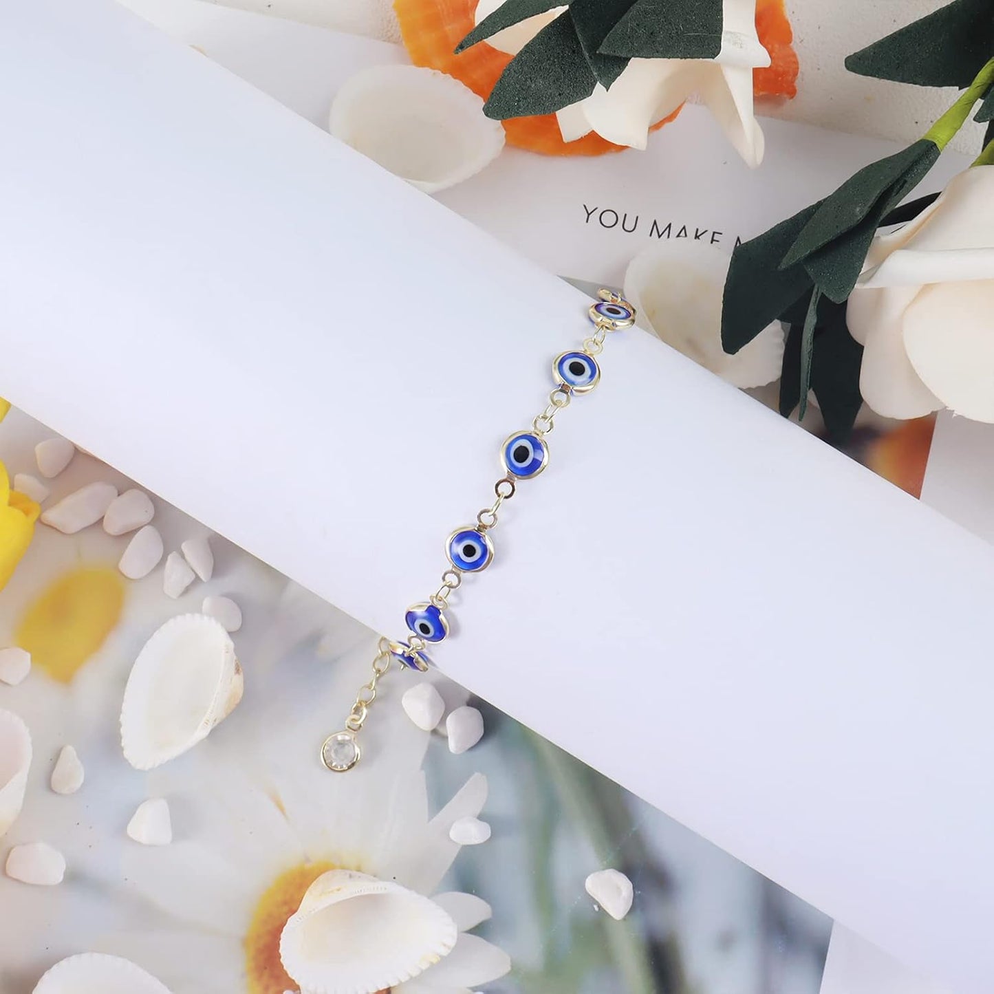 Evil Eye Bracelets Blue Eye Bracelet Evil Eye Jewelry Ojo Hamsa Bracelet Dainty Gold Bracelets for Women Trendy