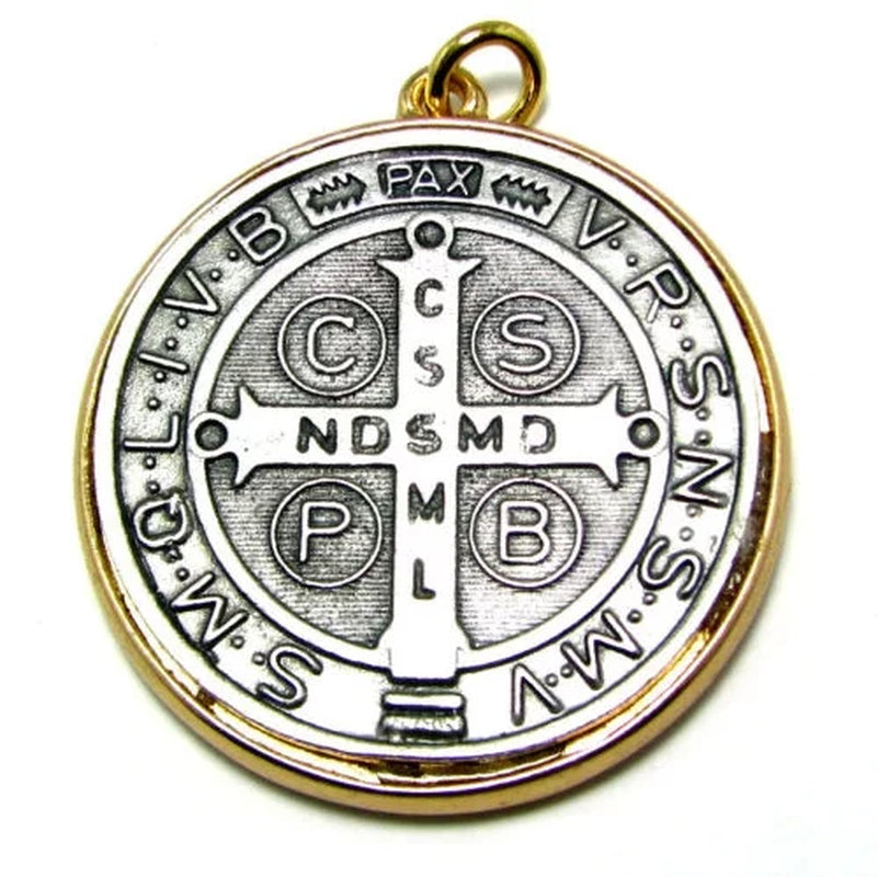 Medalla De San Benito Necklace 48Mm Medal Saint St Benedict Catholic Pendant 24" X 3MM Rope Chain