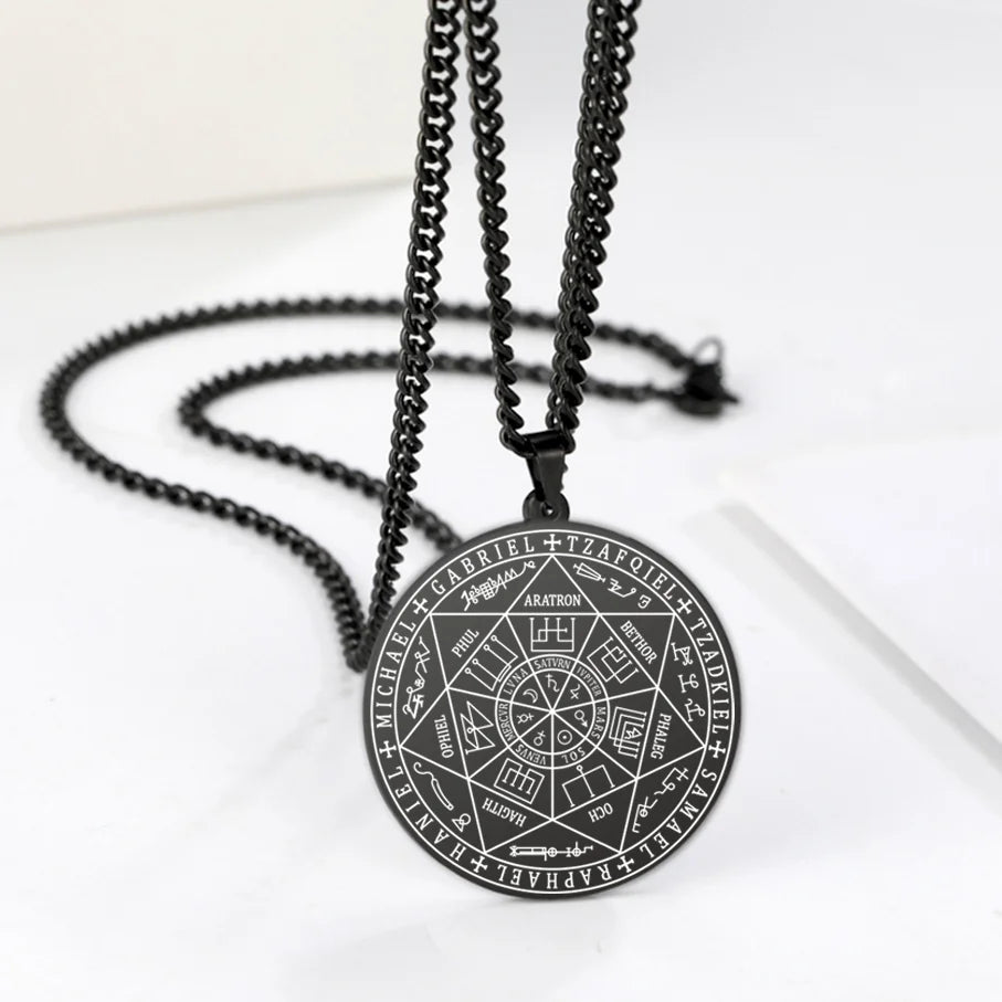 7 Archangels Sigil Necklaces Pentacle Magical Amulet Michaelmas Lucky Protection Supernatural Talisman Necklace