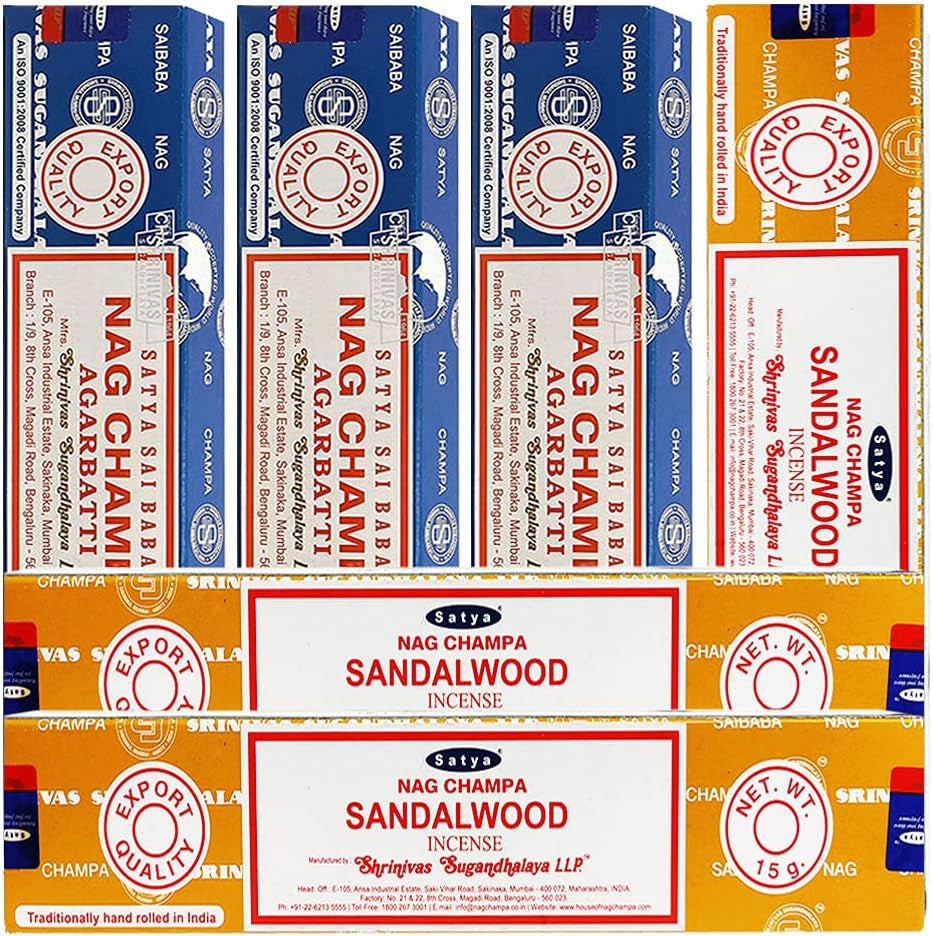 Nag Champa Sandalwood Incense Sticks & Holder Bundle Variety Pack from House of Satya Incense Sticks and