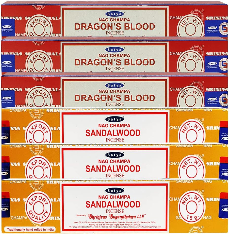 Dragons Blood Sandalwood Incense Sticks & Holder Bundle Variety Pack from House of Nag Champa Incense Sticks and