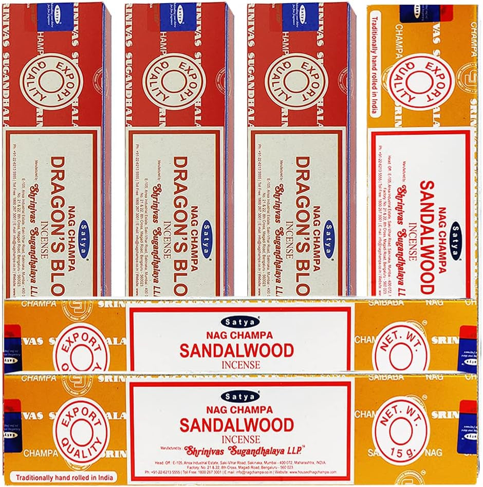 Dragons Blood Sandalwood Incense Sticks & Holder Bundle Variety Pack from House of Nag Champa Incense Sticks and