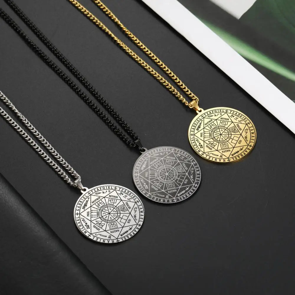 7 Archangels Sigil Necklaces Pentacle Magical Amulet Michaelmas Lucky Protection Supernatural Talisman Necklace