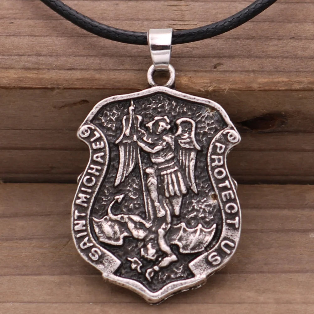 Saint Michael Necklace Archangel Protection Pendant Angel Wing Patron Catholic Saint Medallion Jewelry Dropship