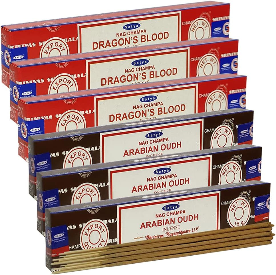 Dragons Blood Arabian Oudh Incense Sticks & Holder Bundle Variety Pack from House of Nag Champa Incense Sticks and