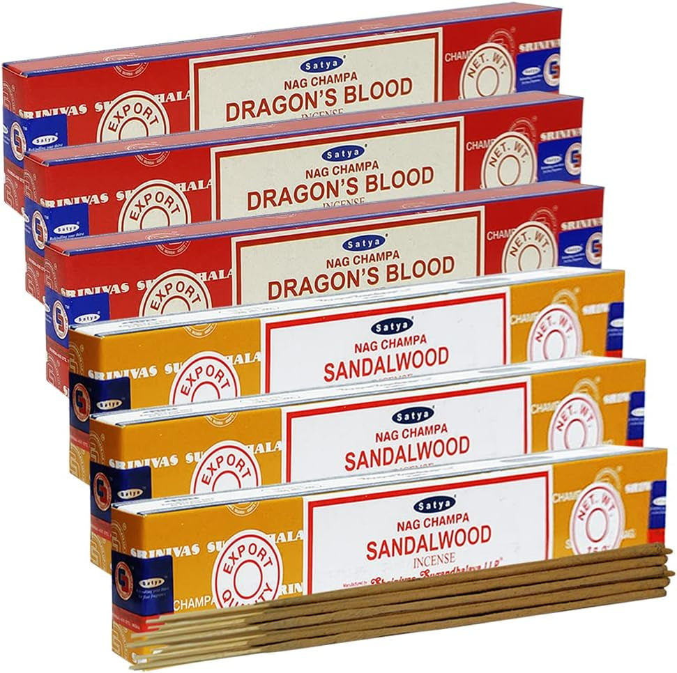 Dragons Blood Sandalwood Incense Sticks & Holder Bundle Variety Pack from House of Nag Champa Incense Sticks and