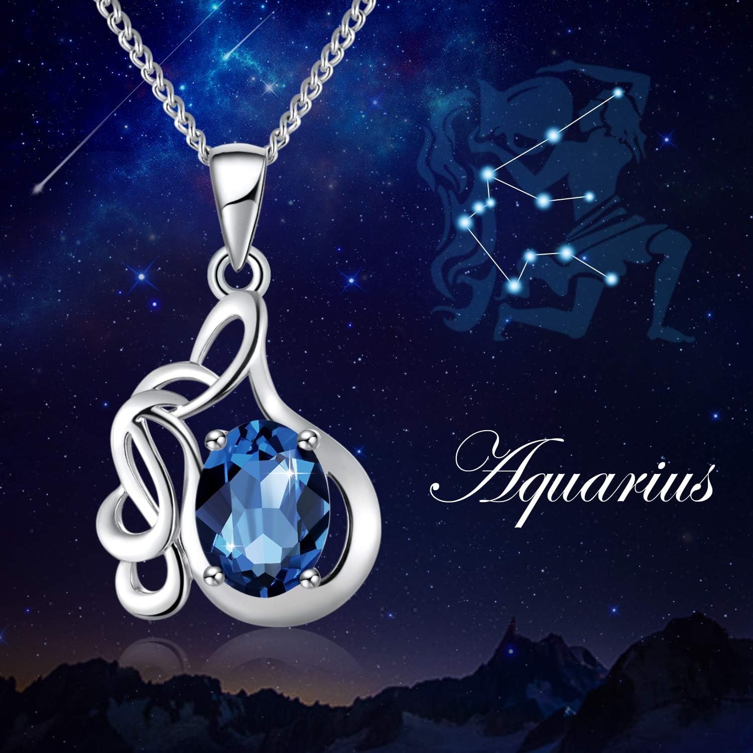 Women Necklace Crystals Pendant 12 Zodiac Sign Charms Constellation Jewelry Birthstone Gifts