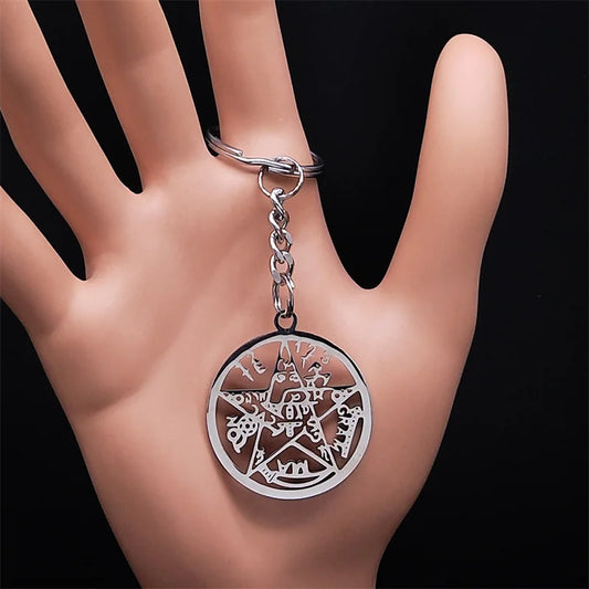 Witchcraft Pentagram Tetragrammaton Pendant Stainless Steel Necklace for Women Men Jewish Protection Tetragramaton Jewelry N425