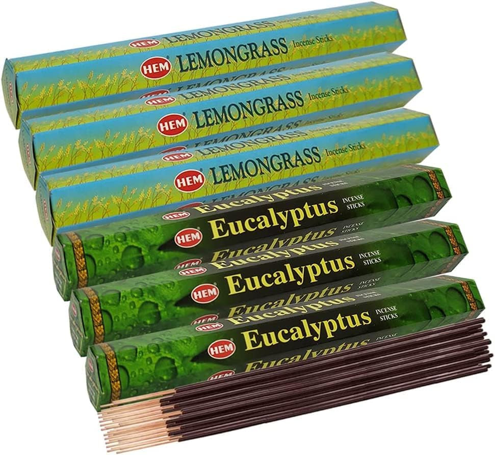 Lemongrass & Eucalyptus Incense Sticks & Holder Bundle Variety Pack from Hem  Insense Insence