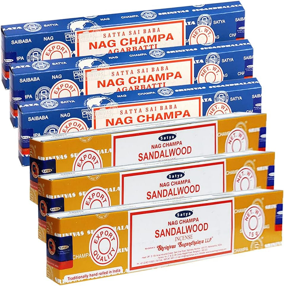 Nag Champa Sandalwood Incense Sticks & Holder Bundle Variety Pack from House of Satya Incense Sticks and