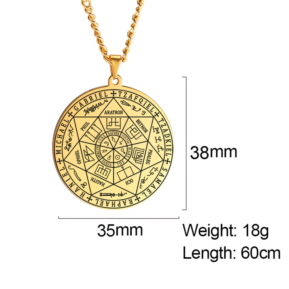 7 Archangels Sigil Necklaces Pentacle Magical Amulet Michaelmas Lucky Protection Supernatural Talisman Necklace