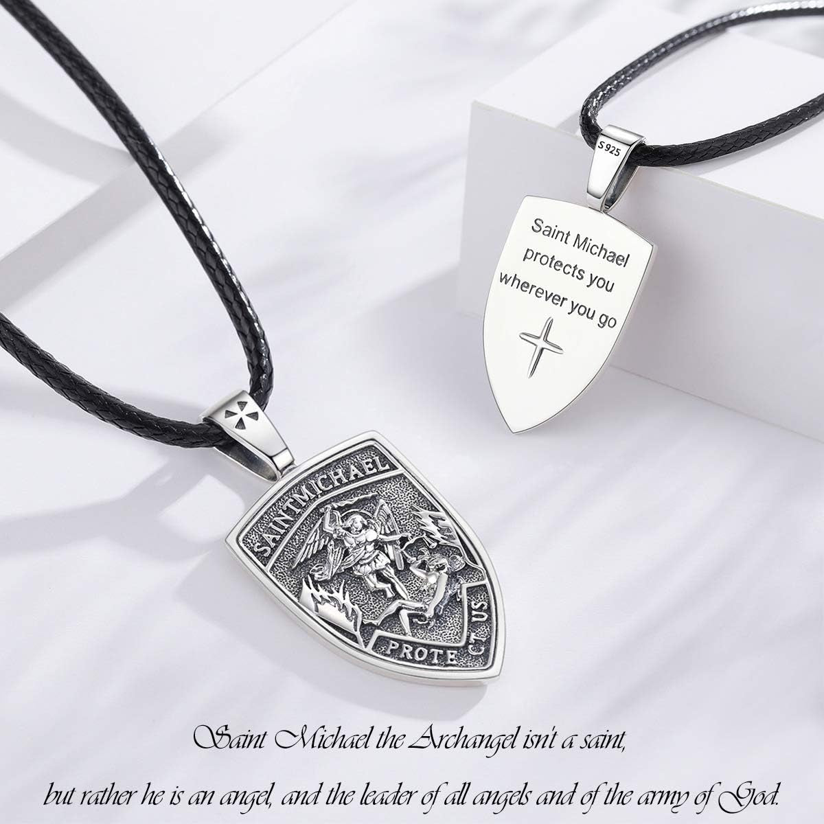 St Michael/St Christopher/St Benedict/Saint Jude/Virgin Mary Miraculous Medal/Jesus Cross Crucifix/St Joseph//St Anthony Pendant Necklace for Men Women Caravaca