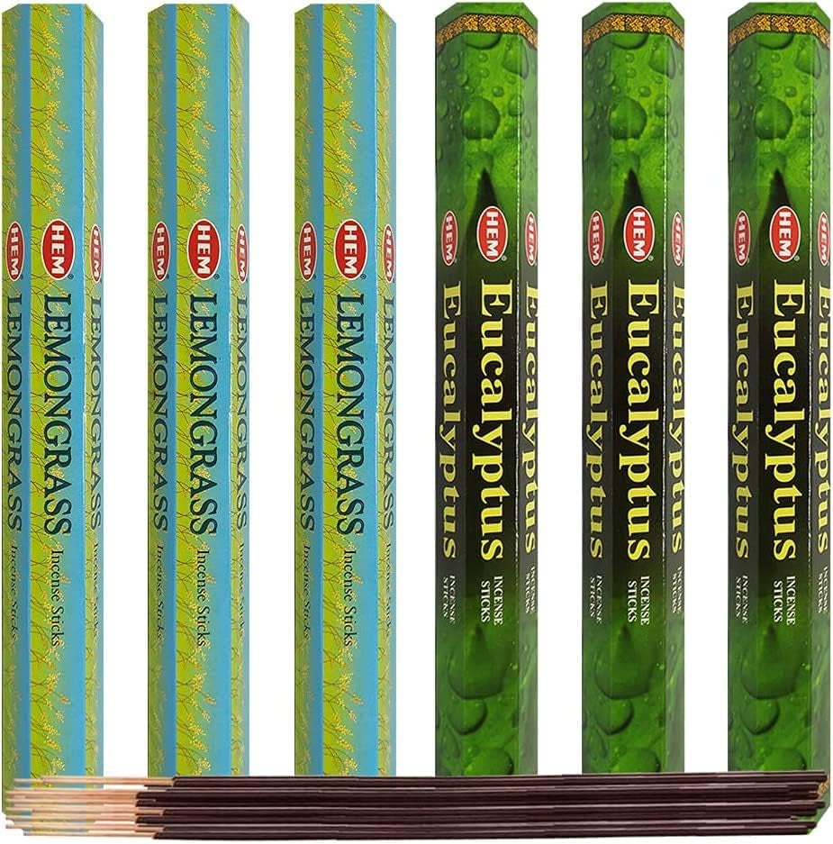 Lemongrass & Eucalyptus Incense Sticks & Holder Bundle Variety Pack from Hem  Insense Insence