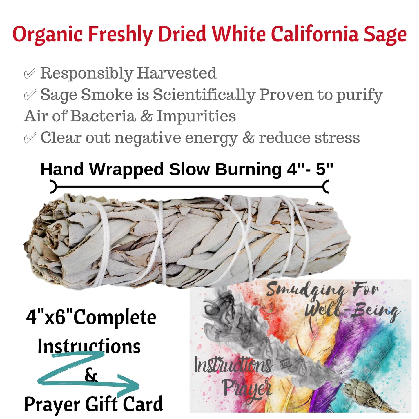 Sage Smudge Sticks Chakra 3 White Sage Kit, Chakra Bracelet