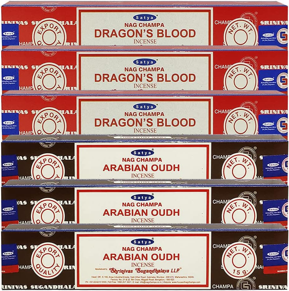 Dragons Blood Arabian Oudh Incense Sticks & Holder Bundle Variety Pack from House of Nag Champa Incense Sticks and