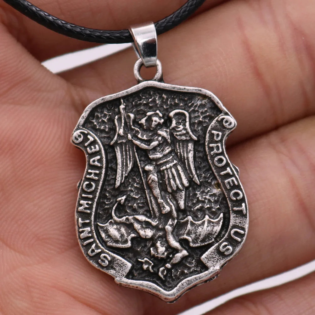 Saint Michael Necklace Archangel Protection Pendant Angel Wing Patron Catholic Saint Medallion Jewelry Dropship