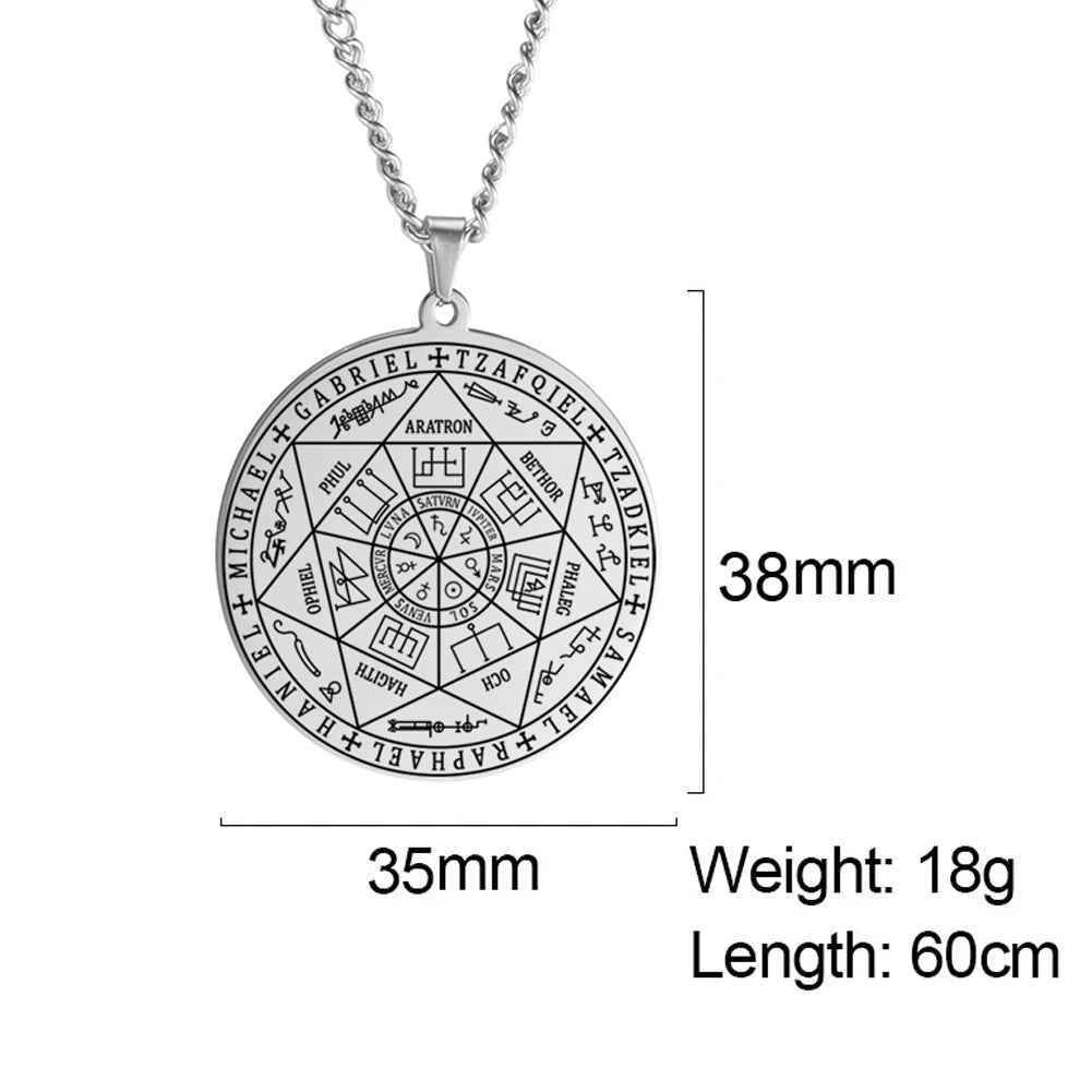 7 Archangels Sigil Necklaces Pentacle Magical Amulet Michaelmas Lucky Protection Supernatural Talisman Necklace