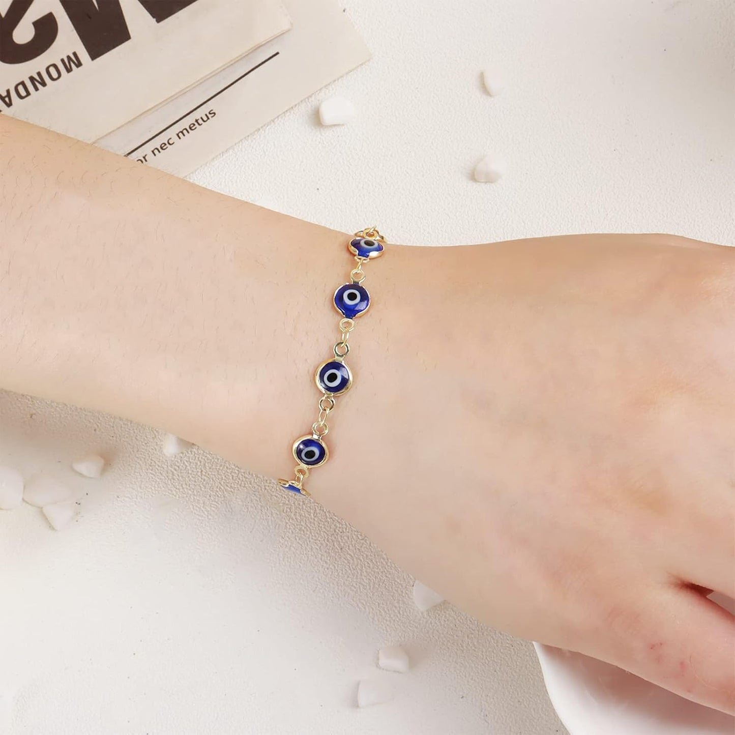 Evil Eye Bracelets Blue Eye Bracelet Evil Eye Jewelry Ojo Hamsa Bracelet Dainty Gold Bracelets for Women Trendy