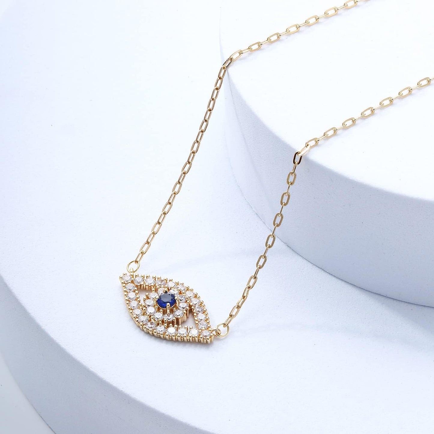 Dainty Evil Eye Necklace, Silver/Gold/Rose Gold Protection Jewelry for Women Trendy Jewelry